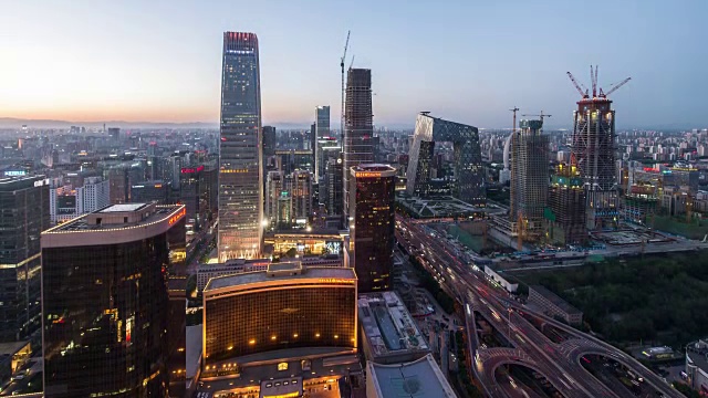 时间流逝-北京天际线从黎明到白天的高角度视角(WS HA平移)视频素材