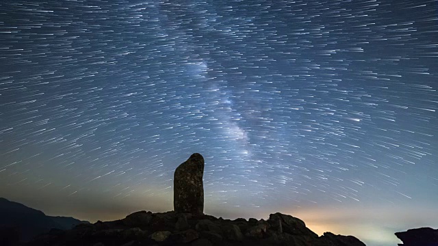 千里桑国家公园的夜景和银河后面的万宝台峰的纪念碑视频素材