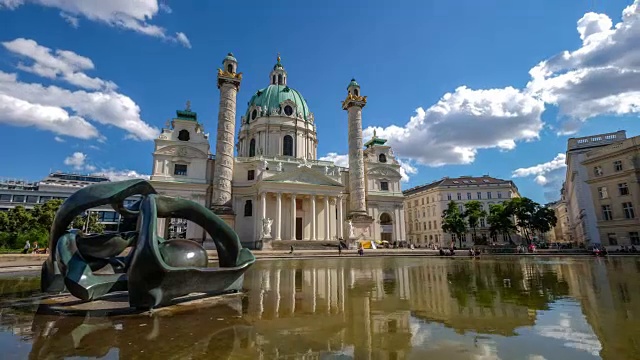 圣查尔斯教堂(Karlskirche)，奥地利维也纳视频素材