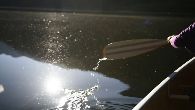 滴水背光的独木舟桨视频素材