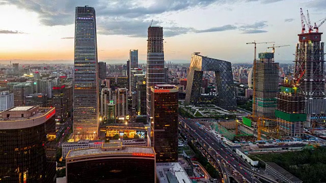 时光流逝-中国国际贸易中心和CBD区域，北京(MS HA放大)视频素材