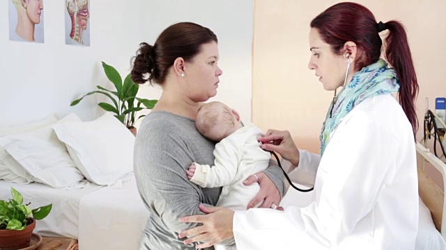 女儿科医生听宝宝的心跳咨询妈妈视频下载