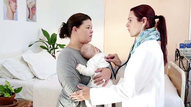女医生带着新生儿咨询母亲视频下载