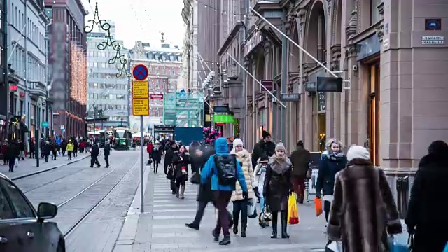 芬兰赫尔辛基行人拥挤视频下载