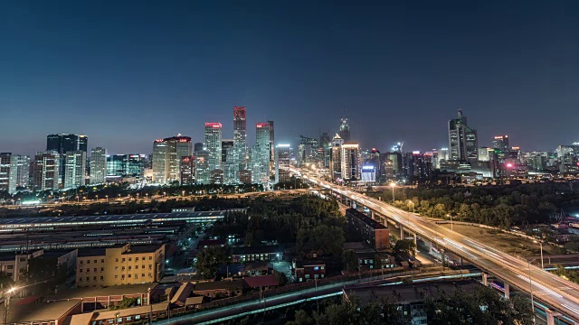 时光流逝——北京CBD和CCTV大楼，夜(WS HA)视频素材
