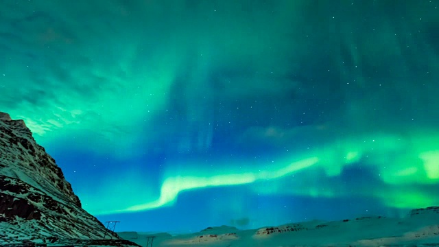 冰岛Kirkjufell山附近的极光延时照片视频素材