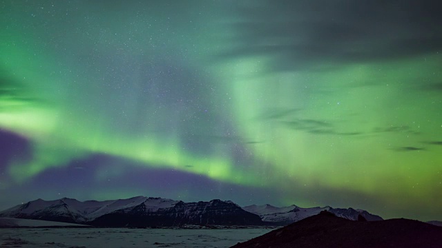 冰岛Kirkjufell山附近的极光延时照片视频下载