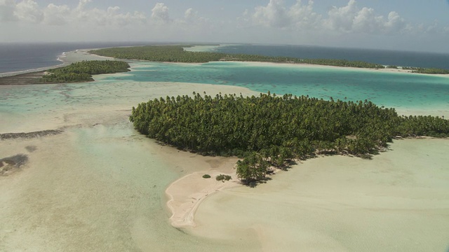 热带岛屿，珊瑚礁和浅水泻湖，朗伊罗，法属波利尼西亚视频下载