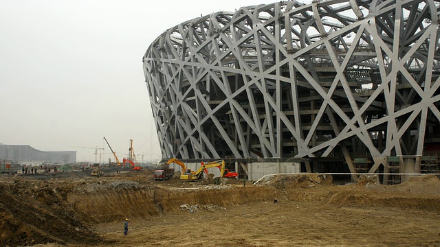 中国北京，国家体育场建设工程视频素材