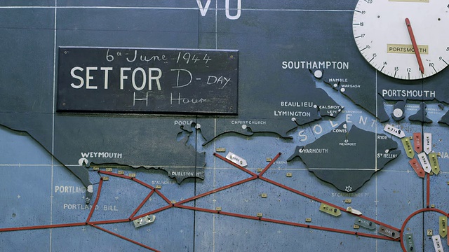 1944年6月6日，英国朴茨茅斯，诺曼底登陆地图的细节视频下载