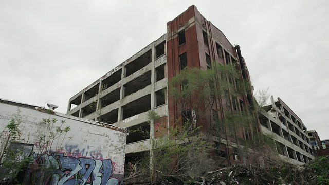 底特律的一座废弃建筑视频素材