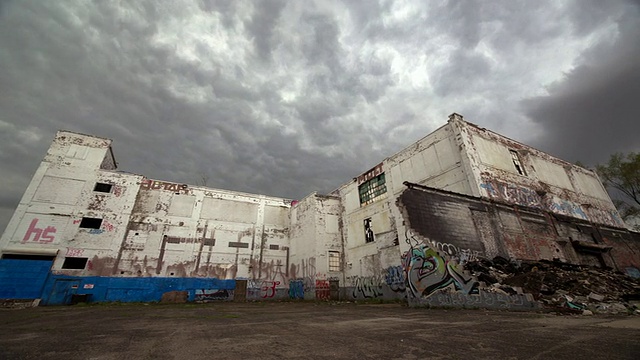 底特律的一座废弃建筑视频素材