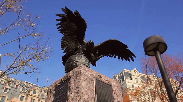这是华盛顿特区白天历史上老鹰雕像的静态照片。视频下载