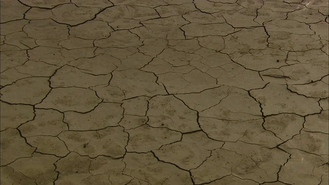 干裂的泥是干涸湖床的特征。视频素材