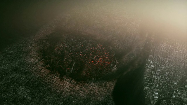 一幅蒙太奇图揭示了一颗流星撞击纽约市会造成的灾难性破坏。视频下载