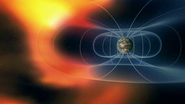 电脑动画描绘了围绕地球的辐射带与太阳爆炸的关系。视频下载