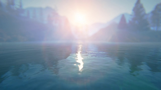 散光湖上的日落视频素材