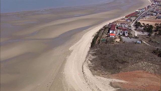 鸟瞰图Sinduri海滩在Taean-gun韩国视频下载