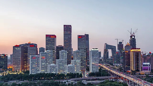 时光流逝——北京城市天际线从黑夜到白天视频下载