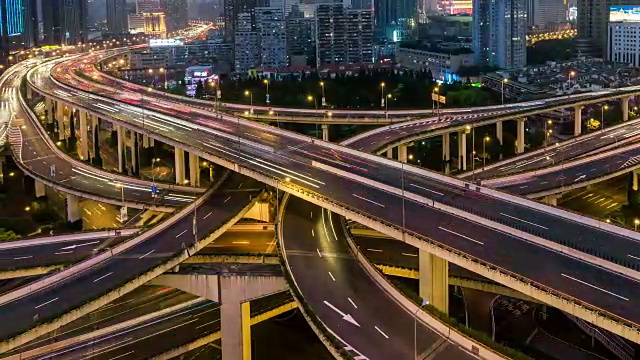 时间流逝-上海，繁忙路口鸟瞰图(RL Pan)视频素材