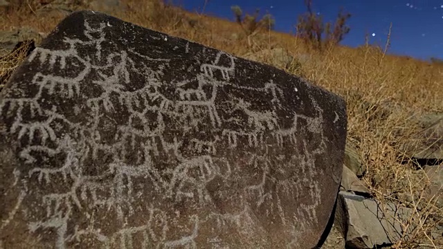 月光下的阿塔卡马岩雕视频素材