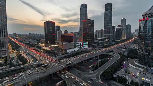时光流逝——北京CBD、中国国际贸易中心(平移)视频素材
