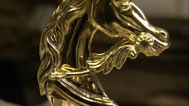 闪闪发光的金属制品描绘了一匹马。视频下载
