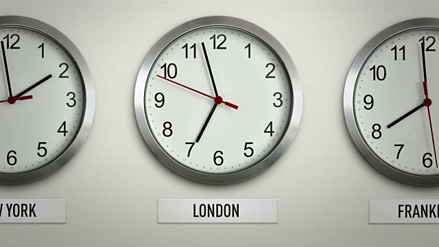 伦敦国际时区挂钟，12小时循环视频下载