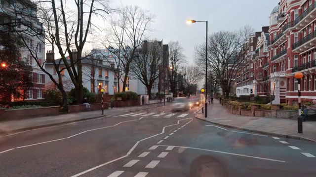 伦敦艾比路的交通延时图。视频购买