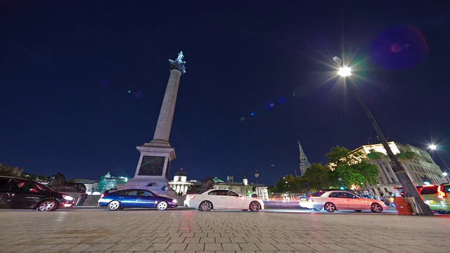 伦敦特拉法加广场纳尔逊纪念柱的延时摄影。视频素材