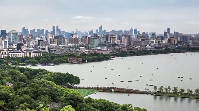 4K延时:中国杭州西湖上的船只视频素材