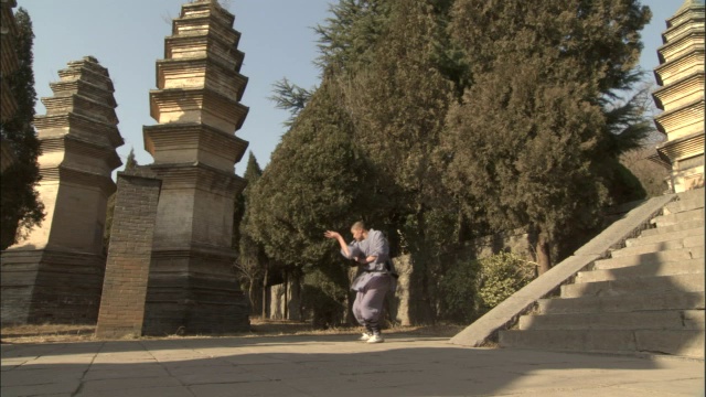 中国北京，男人在练习功夫动作视频下载