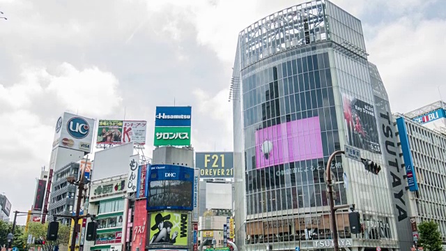东京涩谷十字路口的倾斜录像视频素材