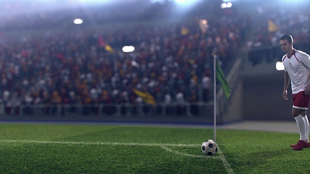 足球:职业球员踢角球视频素材