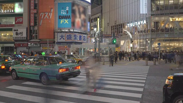 时光流逝东京涩谷十字路口视频素材