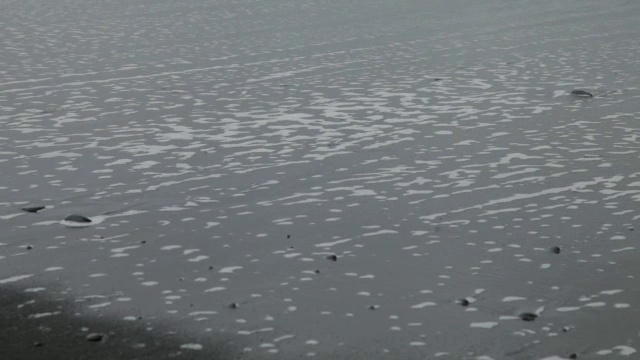 在冰岛Vik I Myrdal，海浪冲刷海岸的CU视频素材
