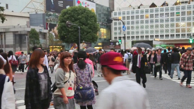 在东京，人们走过涩谷十字路口视频素材