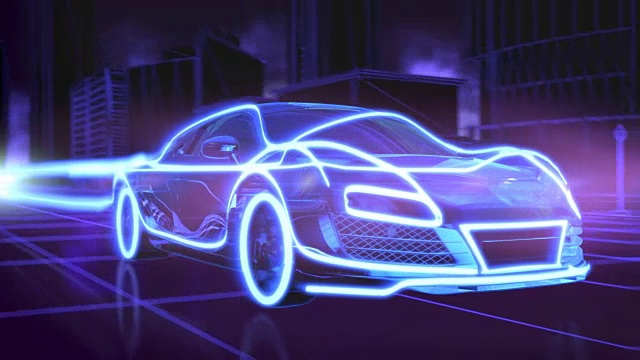 抽象动画未来的蓝色汽车在4K超高清视频下载