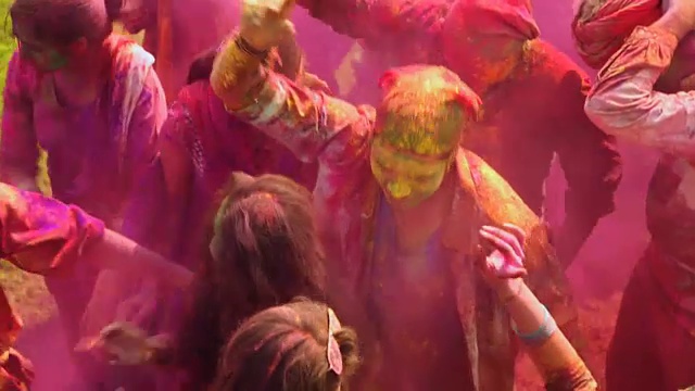 一群人庆祝胡里节，德里，印度视频素材