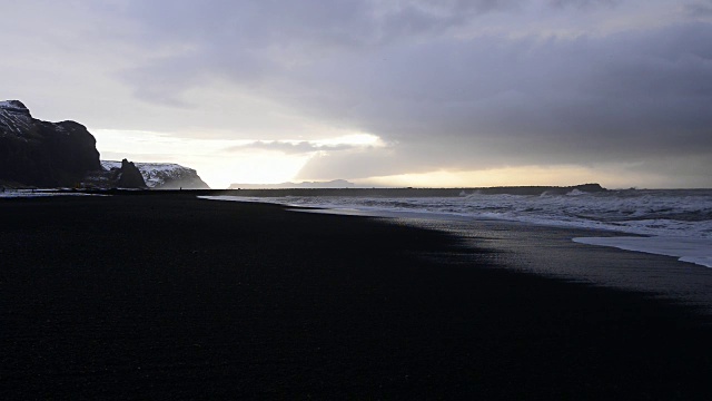 冰岛日出维克海滩视频素材