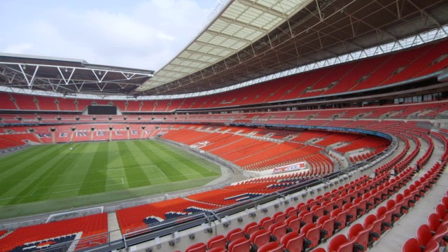 英国伦敦，温布利球场内部的中间座位视频素材