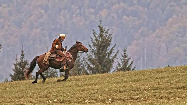 牛仔骑着他的疾驰的马上山视频下载