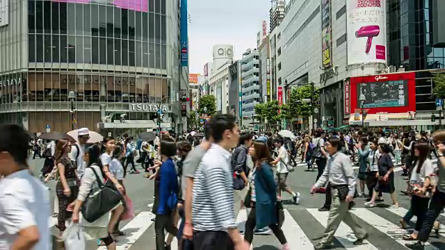 东京涉谷十字路口的实时视频视频素材