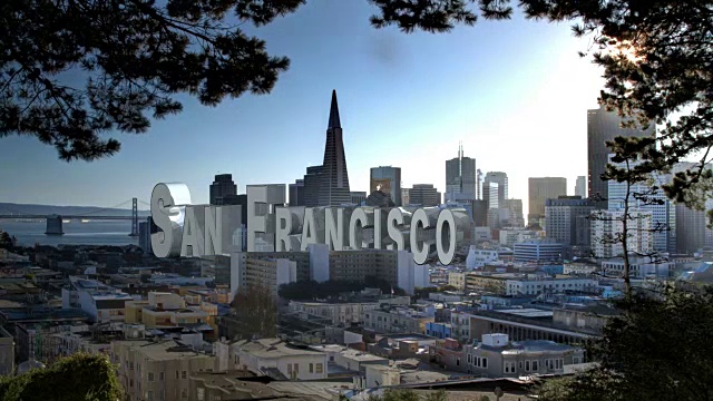 旧金山天际线与3d文本视频下载