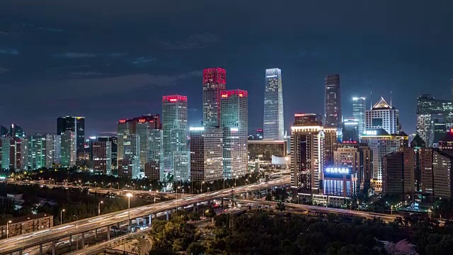 北京夜景鸟瞰图(平移)视频素材