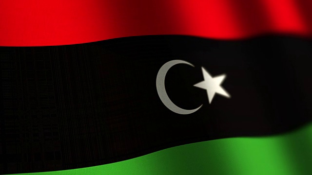 利比亚国旗环。4 k。视频下载