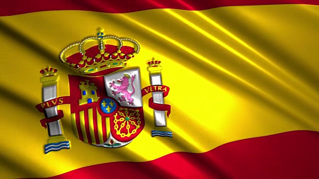 近距离挥舞西班牙国旗，可循环视频下载