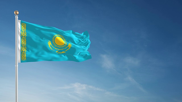 4K哈萨克斯坦国旗-可循环视频素材