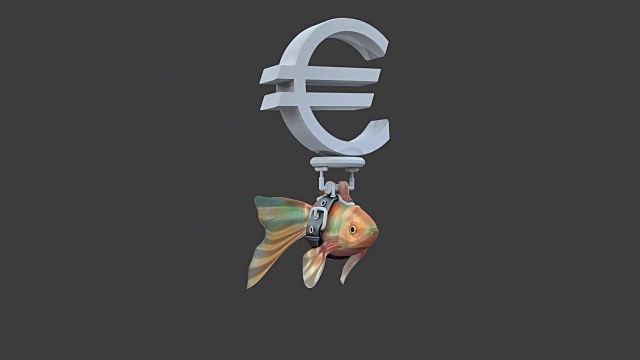 金鱼携带(欧元)欧洲货币符号，可循环，2个版本视频下载