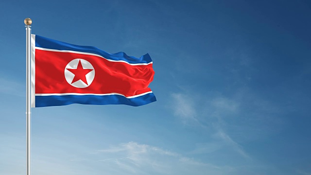 4K朝鲜国旗-可循环视频素材